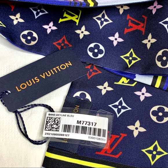 Louis Vuitton skyline blue scarf bandeau - Picture 7 of 14